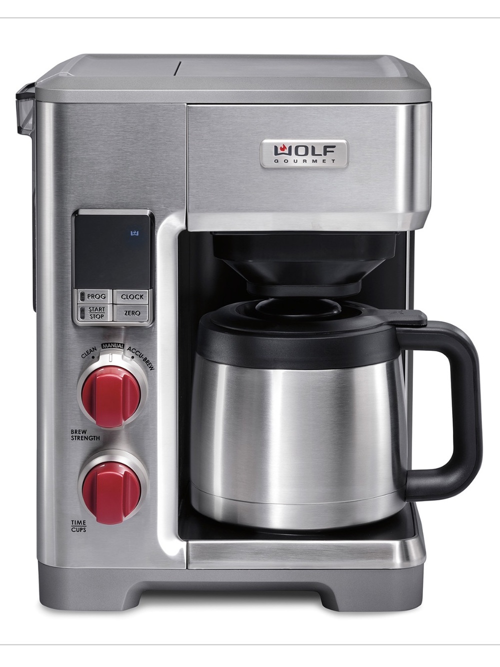 Wolf Gourmet Stainless Steel Coffee Maker with Black Accents